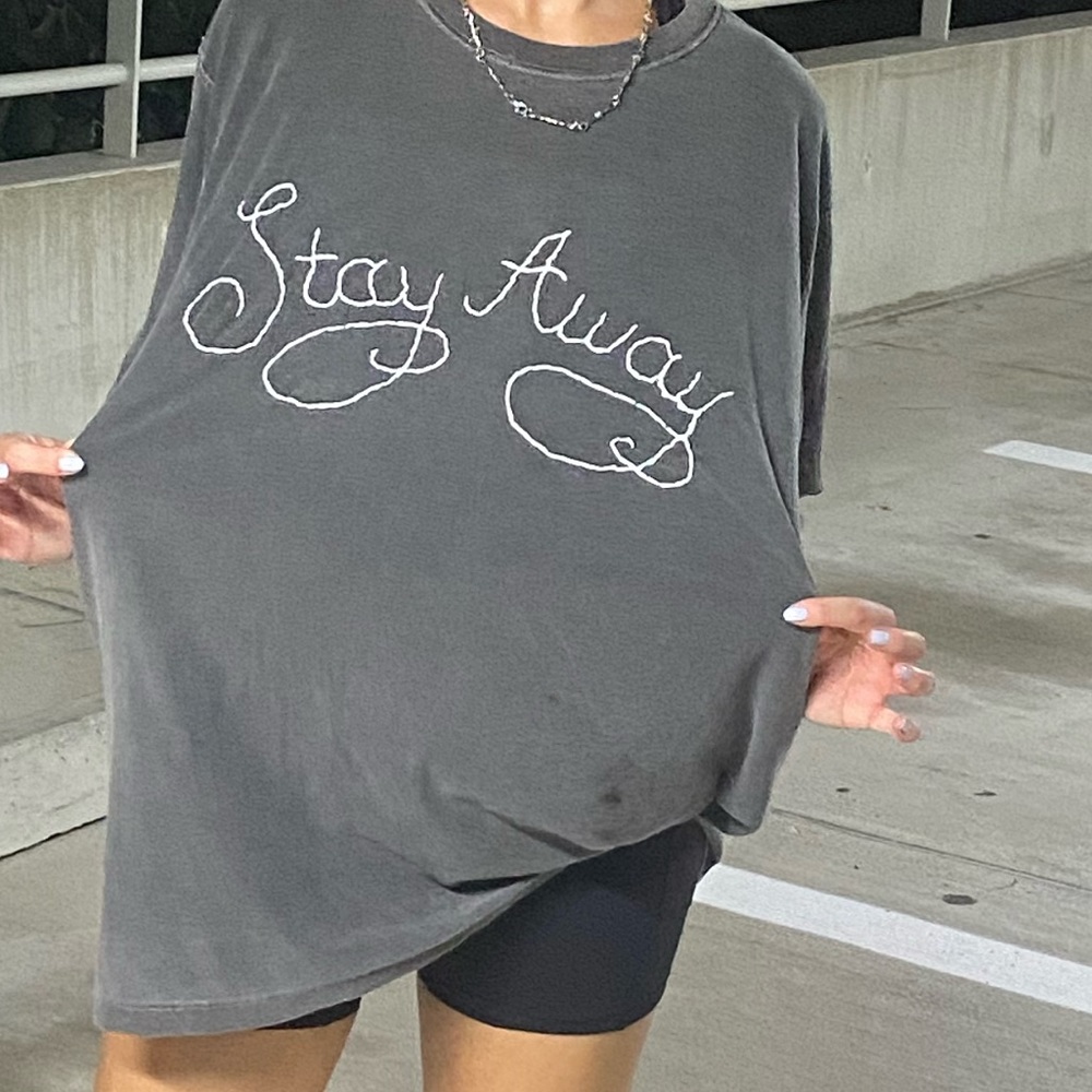 Custom embroidered stay away tee